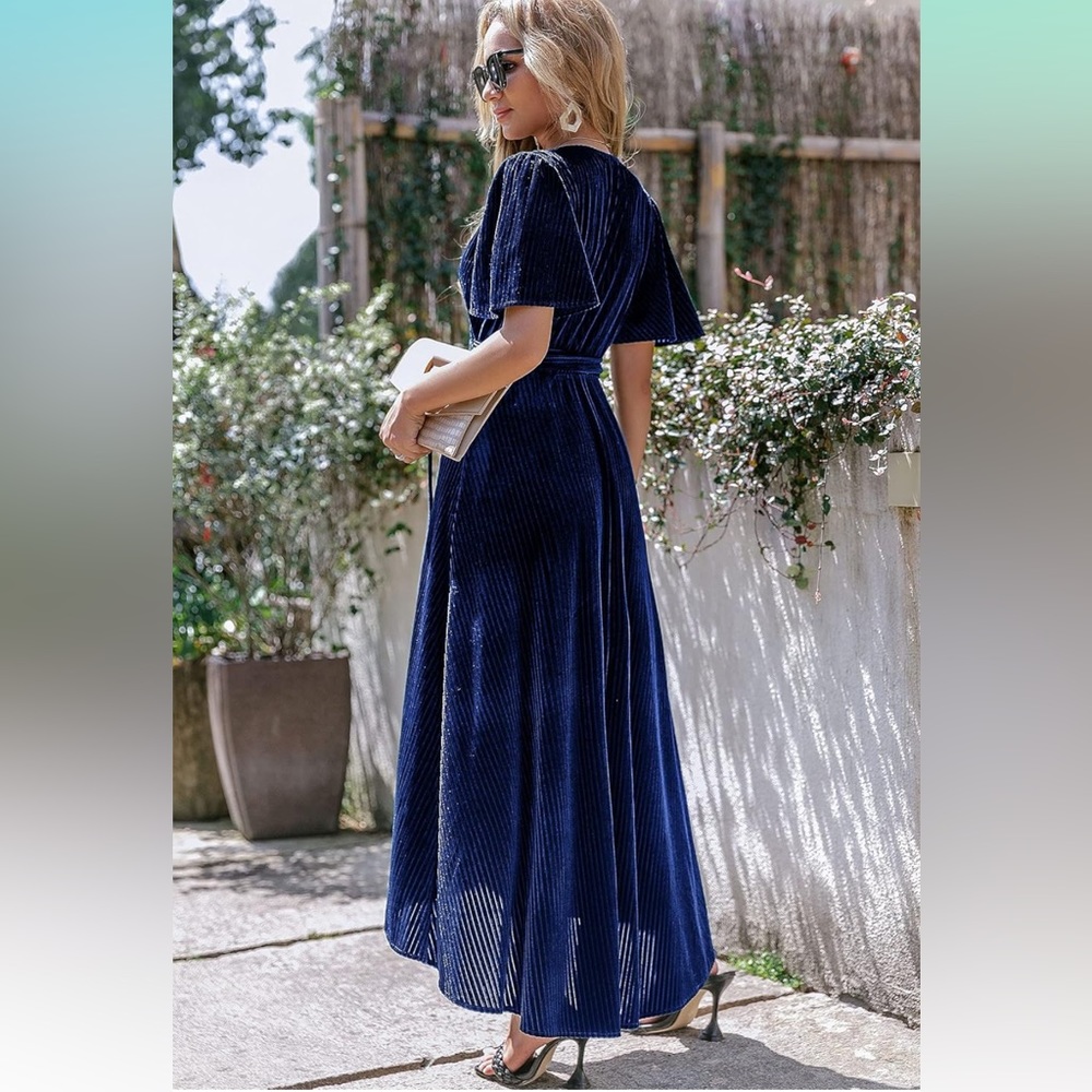 New Ribbed Velvet Wrap Maxi - Picture 5 of 8